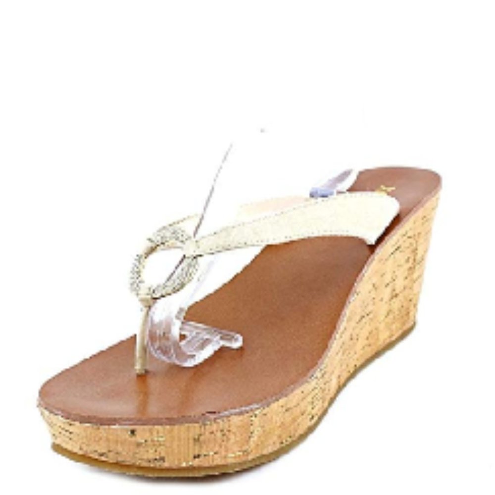 XOXO Glitter Womens Size 8.5 Gold Nude Open Toe